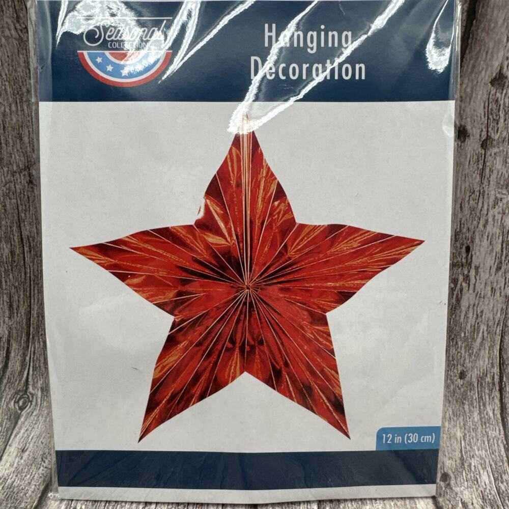 4TH OF JULY, PATRIOTIC, BEAUTIFUL, Hanging Red Decorative Star, 12” SHIPS FREE